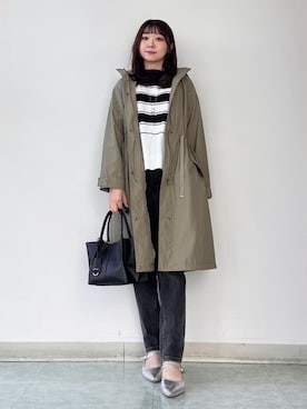 「アイテム（モッズコート、グリーン系）」を使った、KAHOさん（レディース・149cm）の春コーディネート