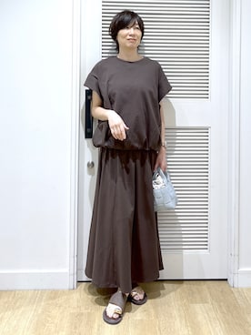 「アイテム（セットアップ、ブラウン系）」を使った、Miyazakiさん（レディース・159cm）の春コーディネート