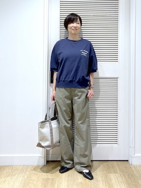 「Dessin（デッサン）のコットンナイロン ペインターパンツ（その他パンツ、グリーン系）」を使った、Miyazakiさん（レディース・159cm）の夏コーディネート