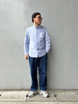 「NOLLEY'S LIGHT（ノーリーズライト）の【sunglaDOG】 オックスBDシャツ（シャツ/ブラウス、その他）」を使った、たかざわさん（メンズ・177cm）の春コーディネート
