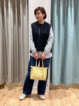 「SHOO・LA・RUE（シューラルー）の【洗える】ニットポインテッドローファー（その他シューズ、ホワイト系）」を使った、きょんさん（レディース・163cm）の冬コーディネート