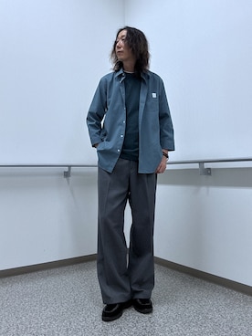 「TAKEO KIKUCHI（タケオキクチ）の【日本製】JFP DotAir（R）サッカー7分袖シャツ（シャツ/ブラウス、ブルー系）」を使った、おーのさん（メンズ・176cm）の夏コーディネート