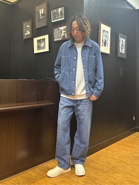 「TAKEO KIKUCHI（タケオキクチ）の【BOWLER HAT LABEL】エクスプローラー Gジャン（デニムジャケット、ブルー系）」を使った、おーのさん（メンズ・176cm）の冬コーディネート