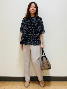 「Reflect（リフレクト）の【セットアップ／手洗い可】ドット柄シアーブラウス（シャツ/ブラウス、ブルー系）」を使った、miiirefさん（レディース）の夏コーディネート