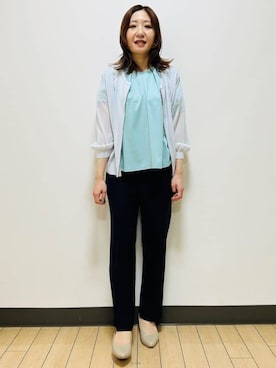 「アイテム（折りたたみ傘、ブラック系）」を使った、miiirefさん（レディース・153cm）の夏コーディネート