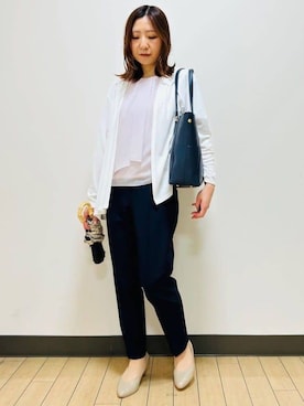 「アイテム（折りたたみ傘、ブラック系）」を使った、miiirefさん（レディース・153cm）の夏コーディネート