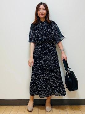 「Reflect（リフレクト）の【セットアップ／手洗い可】ドット柄シアーブラウス（シャツ/ブラウス、ブルー系）」を使った、miiirefさん（レディース）の夏コーディネート