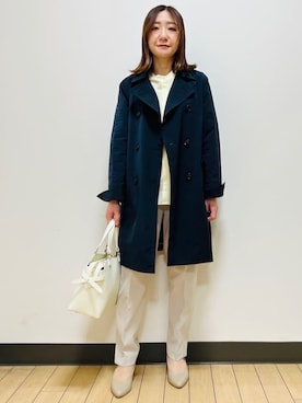 「アイテム（ピーコート）」を使った、miiirefさん（レディース・153cm）の春コーディネート
