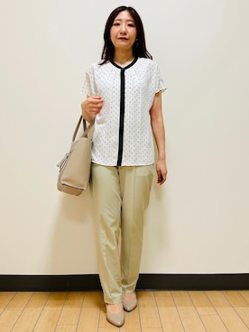 「Reflect（リフレクト）の【通勤におすすめ◎】ジョーゼットブラウス（シャツ/ブラウス、ホワイト系）」を使った、miiirefさん（レディース）の夏コーディネート