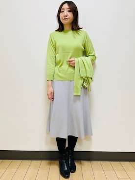 「アイテム（アンサンブル、グリーン系）」を使った、miiirefさん（レディース・153cm）の冬コーディネート