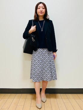「アイテム（スカート、パープル系）」を使った、miiirefさん（レディース・153cm）の秋コーディネート