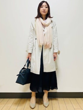 「アイテム（ピーコート）」を使った、miiirefさん（レディース・153cm）の春コーディネート