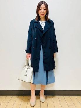 「アイテム（ピーコート）」を使った、miiirefさん（レディース・153cm）の春コーディネート