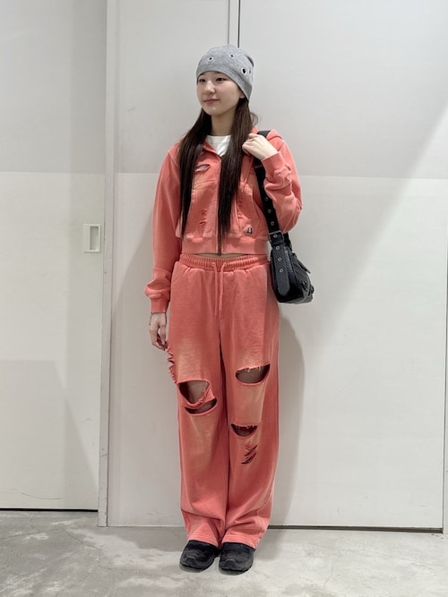 DISTRESSED ZIP UP SWEAT HOODIE（パーカー）｜X-girl（エックスガール