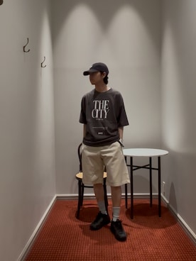 「NANO universe（ナノユニバース）のアイテム（Tシャツ/カットソー、グレー系）」を使った、syouさん（メンズ・170cm）の春コーディネート