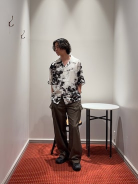 「NANO universe（ナノユニバース）の「Gavante」ドライギャバワイドカーゴパンツ（カーゴパンツ、グリーン系）」を使った、syouさん（メンズ・170cm）の夏コーディネート