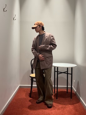 「NANO universe（ナノユニバース）のアイテム（テーラードジャケット、ブラウン系）」を使った、syouさん（メンズ・170cm）の春コーディネート