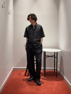 「NANO universe（ナノユニバース）のアイテム（シャツ/ブラウス、ブラック系）」を使った、syouさん（メンズ・170cm）の夏コーディネート