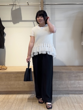「Jena espace merveilleux(ジェナ エスパスメルヴェイユ)のワンポイントロゴカットソー(Tシャツ/カットソー、ホワイト系)」を使った、eeeeik6さん(レディース・160cm)の夏コーディネート