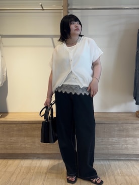 「Jena espace merveilleux（ジェナ　エスパスメルヴェイユ）の冷感デニムパンツ（デニムパンツ、ブルー系）」を使った、eeeeik6さん（レディース・160cm）の夏コーディネート