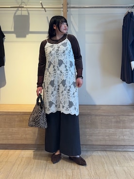 「Jena espace merveilleux（ジェナ　エスパスメルヴェイユ）の袖シアーベロアカットソー（Tシャツ/カットソー、ブラウン系）」を使った、eeeeik6さん（レディース・160cm）の夏コーディネート
