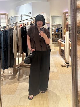 「Jena espace merveilleux(ジェナ エスパスメルヴェイユ)の【PalinkA/パリンカ】シアーイージーパンツ(その他パンツ、ブラック系)」を使った、eeeeik6さん(レディース・160cm)の夏コーディネート