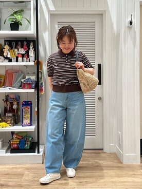 「Dessin（デッサン）の【洗える】ワイドカーブシルエット12OZデニム（その他パンツ、ブルー系）」を使った、aikichi0705さん（レディース）の夏コーディネート