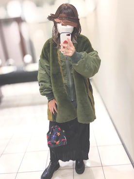 「etsinta（エシンタ）のアイテム（その他アウター）」を使った、しーさん（レディース・156cm）の冬コーディネート