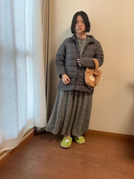 「アイテム（ワンピース）」を使った、木村浩代さん（レディース・153cm）の冬コーディネート