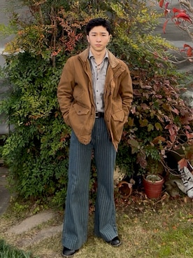 「アイテム（カバーオール）」を使った、yamatoさん（メンズ・168cm）の冬コーディネート