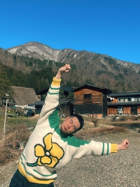 「KENZO（ケンゾー）のアイテム（カーディガン/ボレロ、ホワイト系）」を使った、kueiyenさん（メンズ・176cm）の秋コーディネート
