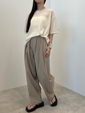 「SOEMIN（ソミン）のDistorted ring／ディストーテッドリング（リング、シルバー系）」を使った、Prompdoさん（レディース・163cm）の夏コーディネート