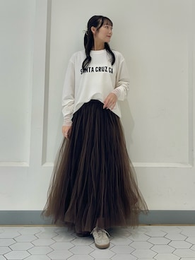 「DouDou（ドゥドゥ）のアイテム（スカート）」を使った、doudoukanaさん（レディース・158cm）の秋コーディネート