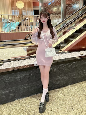 「GRL（グレイル）のアイテム（ワンピース/ドレス、ピンク系）」を使った、あきさん（レディース・165cm）の夏コーディネート