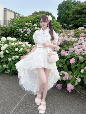 「ROJITA（ロジータ）のアイテム（トップス、ホワイト系）」を使った、あきさん（レディース・165cm）の夏コーディネート