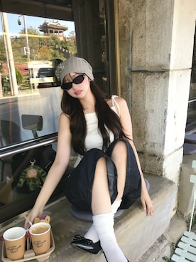 「nyunyuのアイテム（ハンチング/ベレー帽、シルバー系）」を使った、愛さん（レディース・165cm）の秋コーディネート