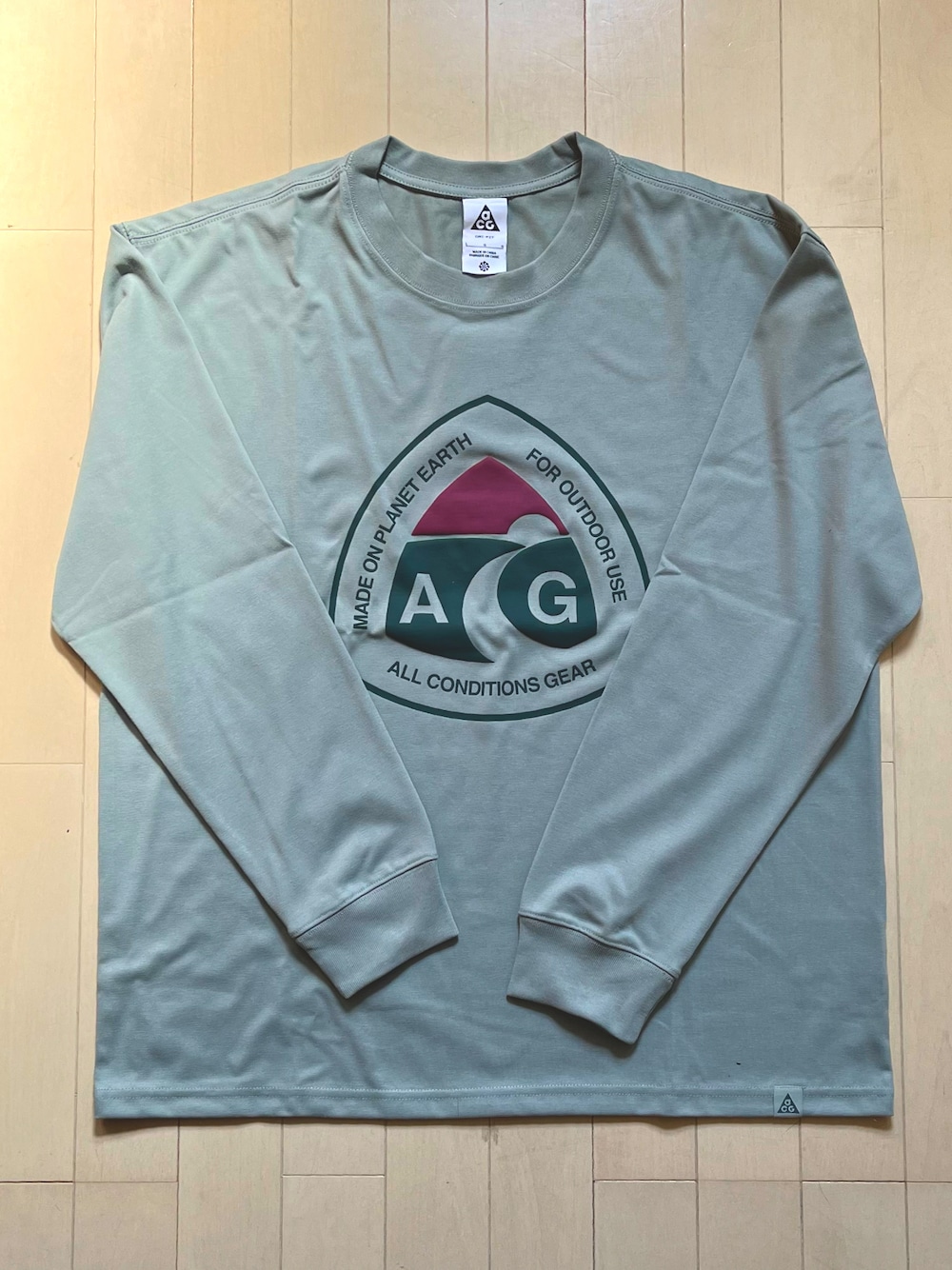 「NIKEのアイテム（Tシャツ/カットソー、グリーン系）」を使った、tm1974さん（メンズ・171cm）の春コーディネートの1枚目の写真