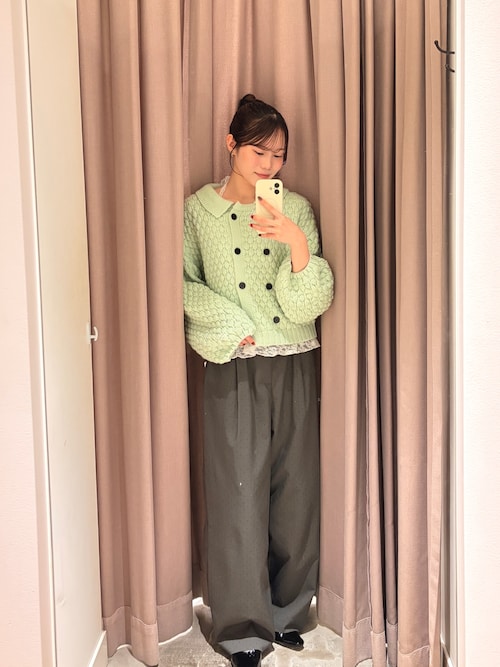 【BRN／WEB限定カラー】ぽこぽこダブルボタンカーディガン