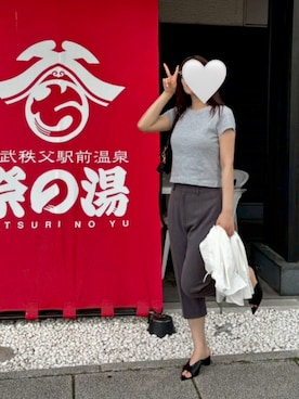 「UNIQLO（ユニクロ）のアイテム（Tシャツ/カットソー、グレー系）」を使った、萌さん（レディース・165cm）の夏コーディネート