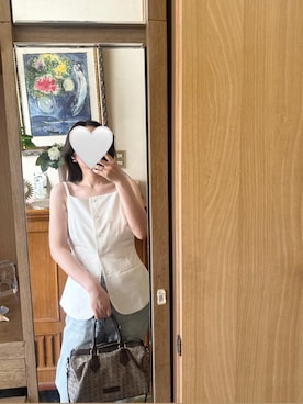 「ZARA（ザラ）のアイテム（ベスト、ホワイト系）」を使った、萌さん（レディース・165cm）の夏コーディネート