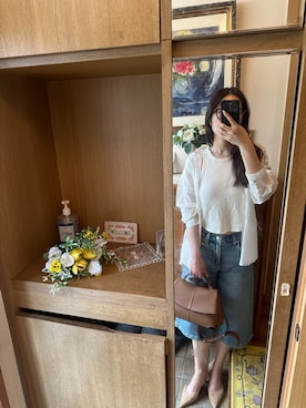「searoomlynnのアイテム（タンクトップ、ホワイト系）」を使った、萌さん（レディース・165cm）の夏コーディネート