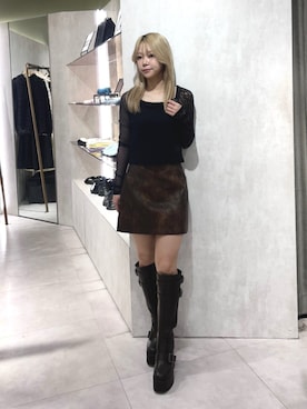 「MURUA（ムルーア）のアイテム」を使った、上竹七咲さん（レディース・152cm）の秋コーディネート