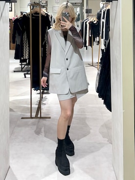 「MURUA（ムルーア）のアイテム」を使った、上竹七咲さん（レディース・152cm）の春コーディネート