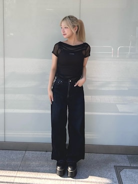 「MURUA（ムルーア）のアイテム」を使った、上竹七咲さん（レディース・152cm）の夏コーディネート