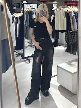 上竹七咲さん(レディース・152cm)の春コーディネート