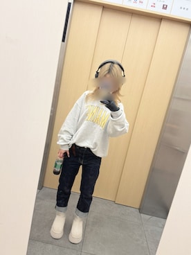 「BLACK BY MOUSSY（ブラックバイマウジー）のHUILA one wash denim（ウィラワンウォッシュデニム）（デニムパンツ、ブルー系）」を使った、ぷーこやん。さん（レディース・149cm）の春コーディネート