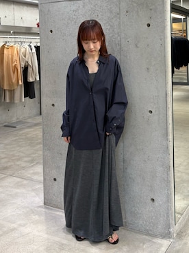 「URBAN RESEARCH（アーバンリサーチ）のnew basic　WASHABLE WOOL SQUARE ONE-PIECE（ワンピース、グレー系）」を使った、neneさん（レディース・158cm）の夏コーディネート