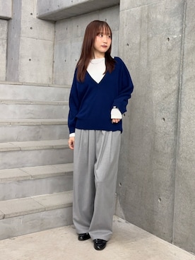 「URBAN RESEARCH（アーバンリサーチ）のextreme cashmere　PEARL（ニット/セーター、ブルー系）」を使った、neneさん（レディース・158cm）の秋コーディネート