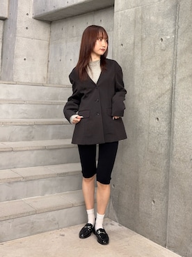 「URBAN RESEARCH（アーバンリサーチ）のdDdDdDd　CASHMERE TIGHT FIT SHORTS（その他パンツ、グレー系）」を使った、neneさん（レディース・158cm）の秋コーディネート