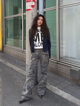 「Oriens JOURNAL STANDARD（オリエンス ジャーナルスタンダード）のフレアデニムパンツ（デニムパンツ、グレー系）」を使った、RINKAさん（レディース・164cm）の春コーディネート